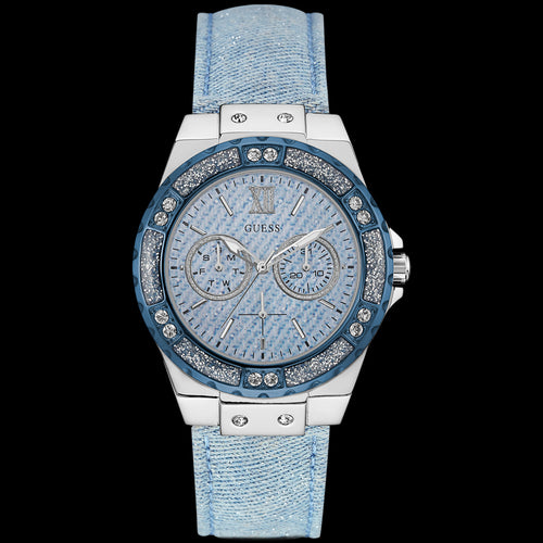 GUESS LIMELIGHT SKY BLUE DENIM CHAMBRAY LADIES SPORT WATCH
