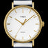 TIMEX WEEKENDER FAIRFIELD GOLD CASE BLUE STRIPES STRAP WATCH - DIAL CLOSE-UP
