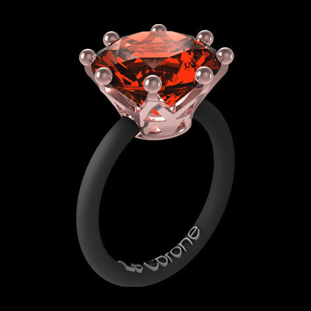 LE CORONE MAGNUM ROSE GOLD SCARLET RED CZ RING