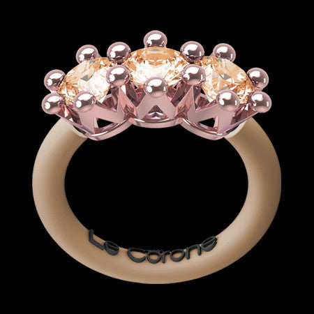 LE CORONE TRILOGY ROSE GOLD CHAMPAGNE CZ RING