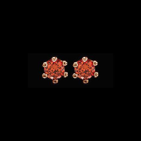 LE CORONE LOBE ROSE GOLD SCARLET RED CZ EARRINGS