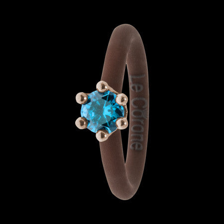 LE CORONE MIGNON ROSE GOLD AQUAMARINE CZ RING