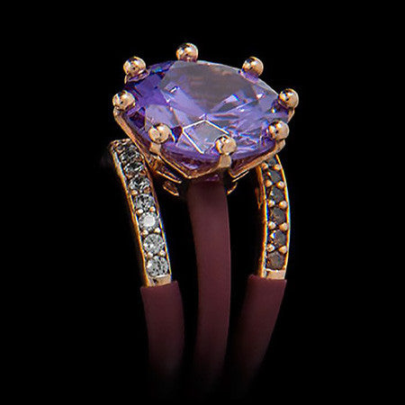 LE CORONE MAGNUM LUXURY ROSE GOLD LILAC CZ RING