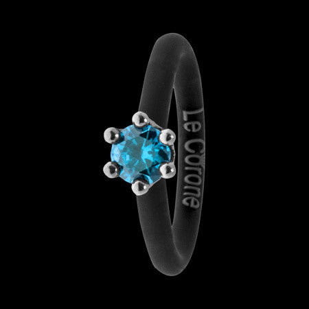 LE CORONE MIGNON SILVER AQUAMARINE CZ RING