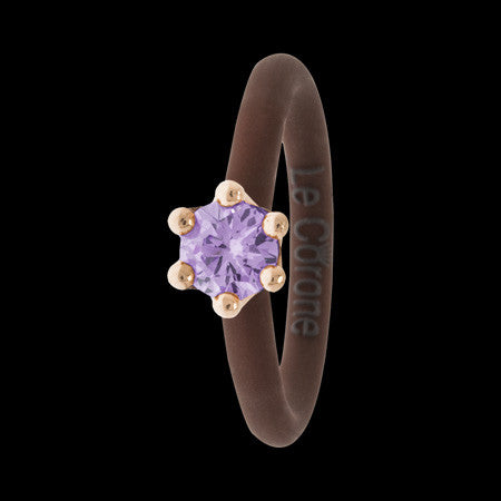 LE CORONE MIGNON ROSE GOLD LILAC CZ RING