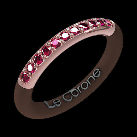 LE CORONE FOREVER ROSE GOLD RUBY RED CZ RING