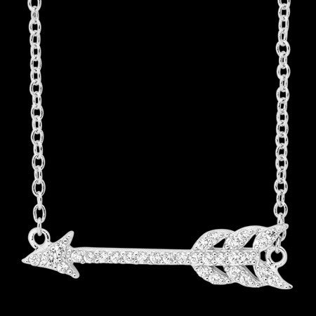 ELLANI STERLING SILVER ARROW CZ NECKLACE