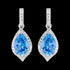 ELLANI STERLING SILVER SWISS BLUE CZ FANCY PAVE DROP EARRINGS