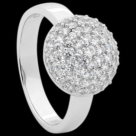 ELLANI STERLING SILVER CZ PAVE DOME CLUSTER RING