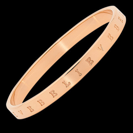 ELLANI STAINLESS STEEL ROSE GOLD IP 7MM BELIEVE BANGLE