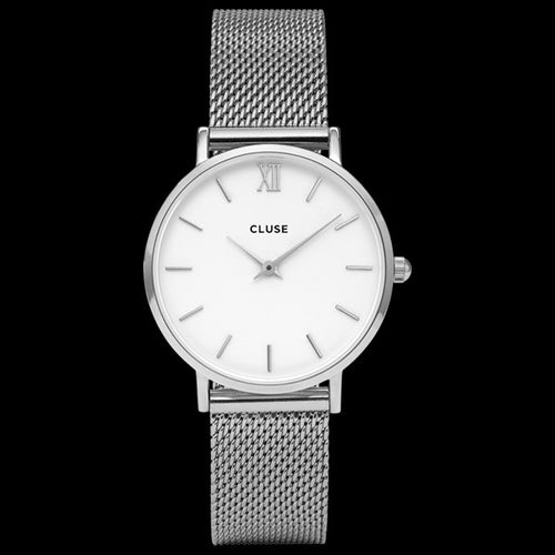 CLUSE MINUIT MESH SILVER/WHITE WATCH