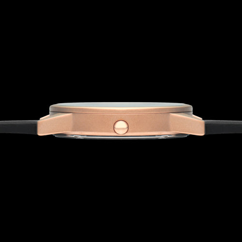 HYPERGRAND 01 ROSE GOLD CLASSIC BLACK LEATHER WATCH - SIDE VIEW