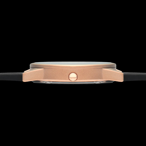 HYPERGRAND 01 ROSE GOLD CLASSIC BLACK LEATHER WATCH - SIDE VIEW