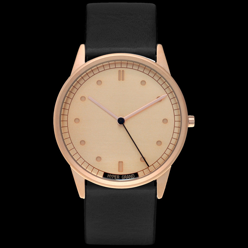 HYPERGRAND 01 ROSE GOLD CLASSIC BLACK LEATHER WATCH