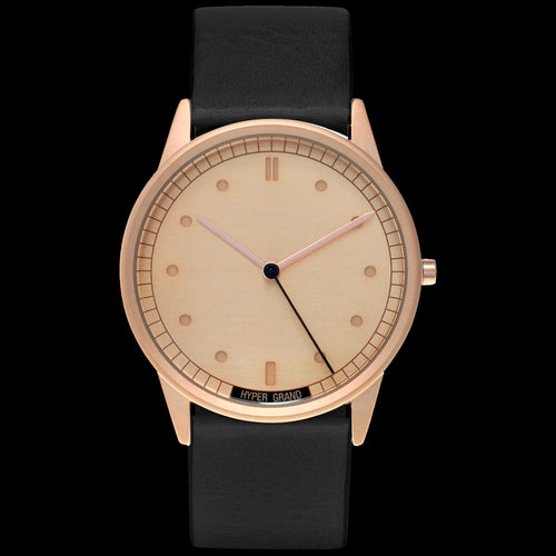 HYPERGRAND 01 ROSE GOLD CLASSIC BLACK LEATHER WATCH