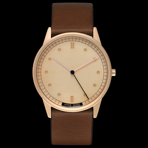 HYPERGRAND 01 ROSE GOLD CLASSIC BROWN LEATHER WATCH