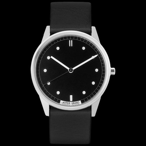 HYPERGRAND 01 SILVER BLACK CLASSIC BLACK LEATHER WATCH