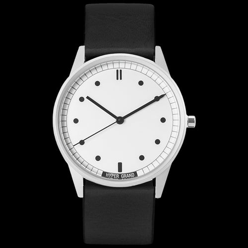HYPERGRAND 01 SILVER WHITE CLASSIC BLACK LEATHER CLASSIC WATCH