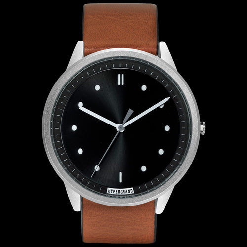 HYPERGRAND 02 SILVER BLACK HONEY LEATHER WATCH