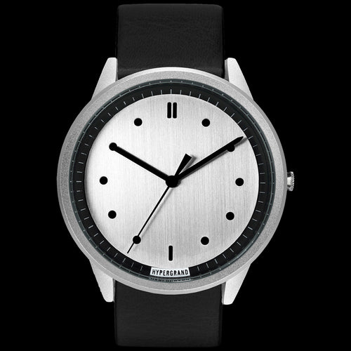 HYPERGRAND 02 SILVER CLASSIC BLACK LEATHER WATCH