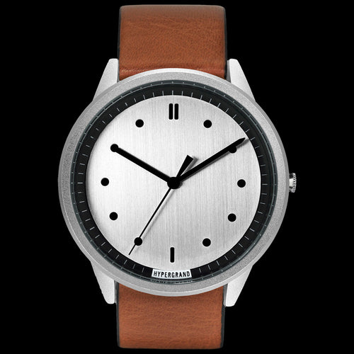 HYPERGRAND 02 SILVER CLASSIC HONEY LEATHER WATCH