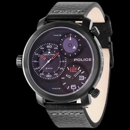 POLICE MEN’S MAMBA BLACK LEATHER WATCH