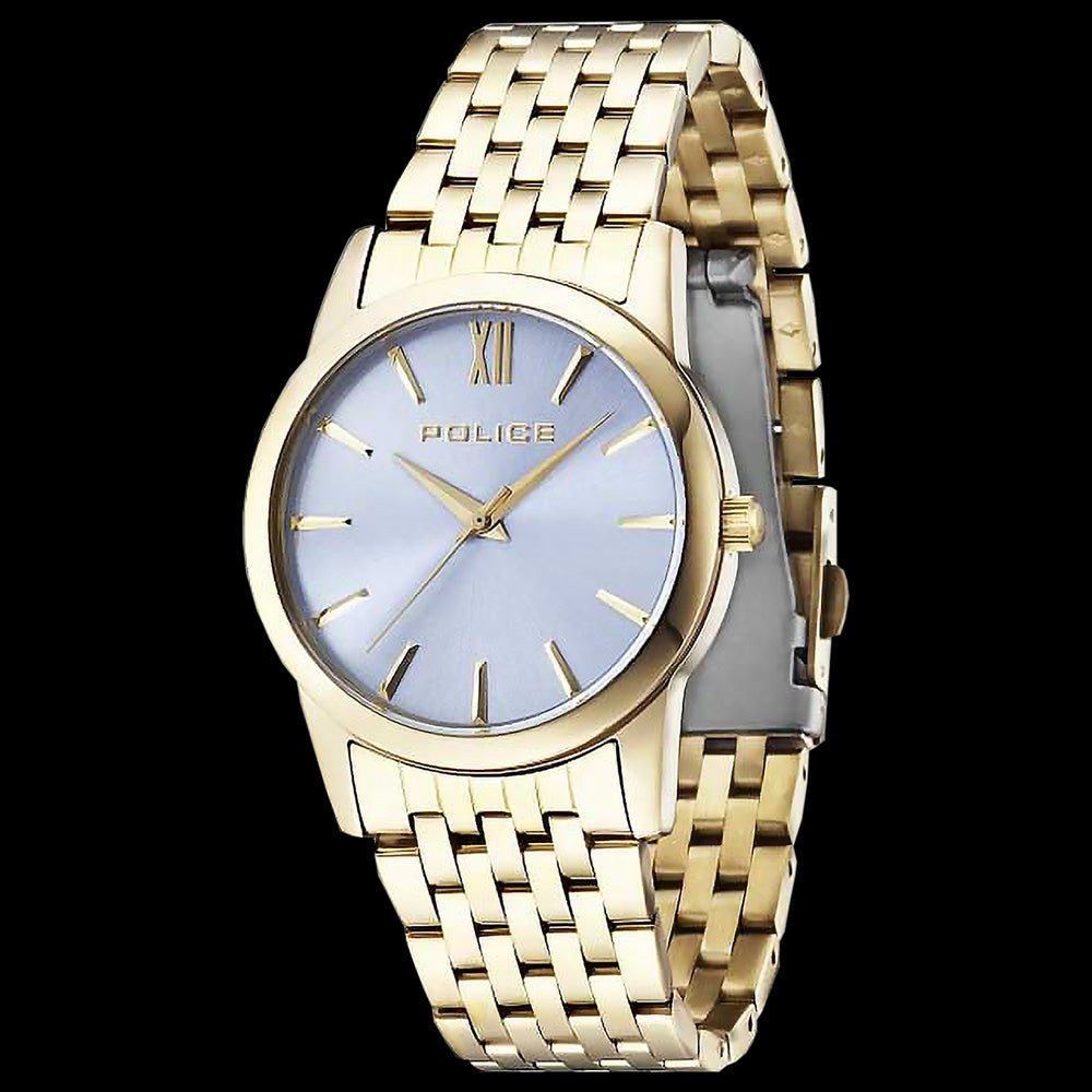 POLICE LADIES CELEBRATION BLUE DIAL GOLD WATCH