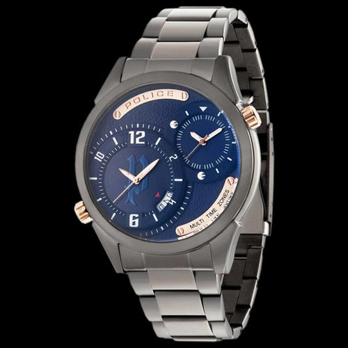 POLICE MEN’S DUGITE BLUE DIAL GUN METAL WATCH