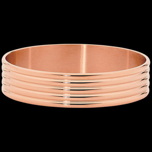 ELLANI STAINLESS STEEL ROSE GOLD IP 68MM RIBBED BANGLE