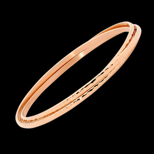 ELLANI STAINLESS STEEL ROSE GOLD HAMMERED RUSSIAN TRIO BANGLE