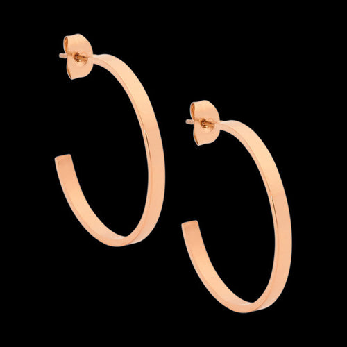 ELLANI STAINLESS STEEL ROSE GOLD 29MM SEMI HOOP EARRINGS