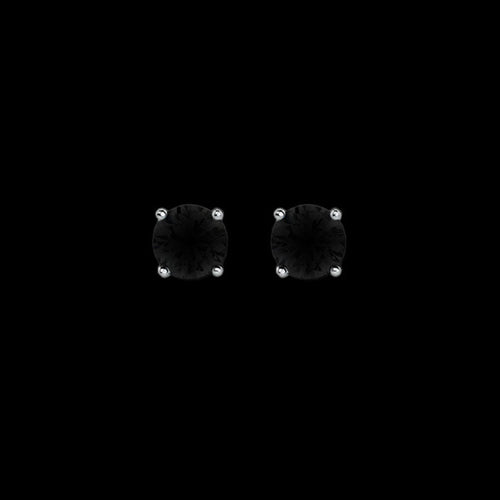 ELLANI STERLING SILVER BLACK CZ 4MM CLAW SET STUD EARRINGS