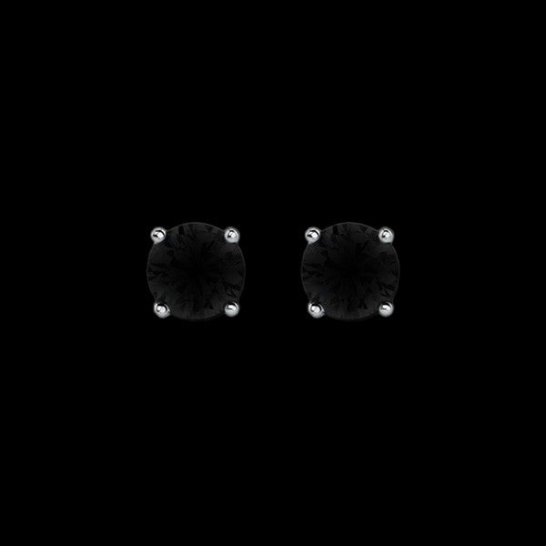 ELLANI STERLING SILVER BLACK CZ 5MM CLAW SET STUD EARRINGS