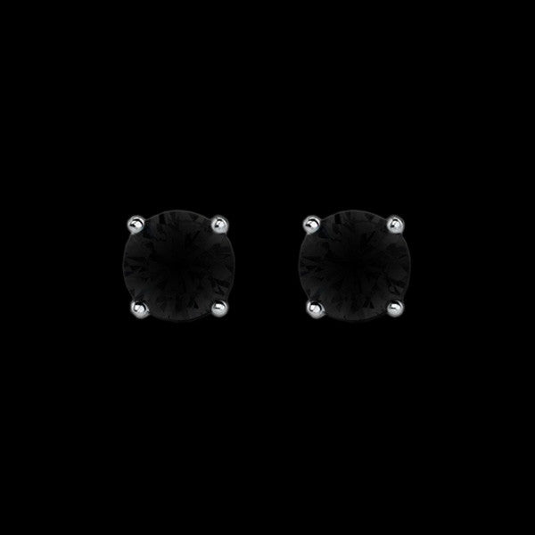 ELLANI STERLING SILVER BLACK CZ 6MM CLAW SET STUD EARRINGS