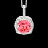 ELLANI STERLING SILVER CUSHION HALO PINK NECKLACE