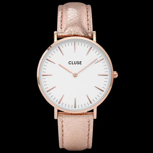 CLUSE LA BOHEME ROSE GOLD WHITE/ROSE GOLD METALLIC WATCH