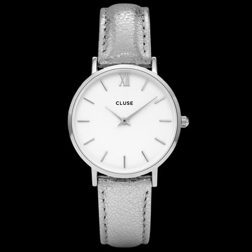 CLUSE MINUIT SILVER WHITE/SILVER METALLIC WATCH