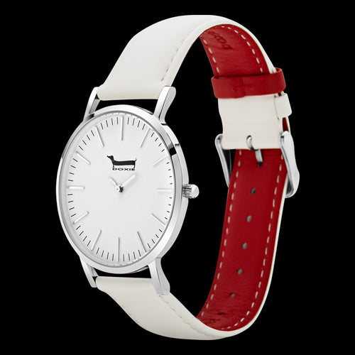 DOXIE WINSTON SILVER WHITE 40MM WATCH - TILT VIEW