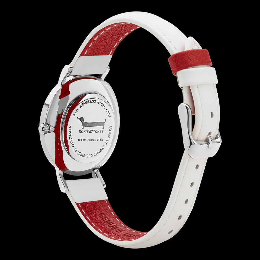 DOXIE WINSTON SILVER WHITE 34MM WATCH - BACK VIEW