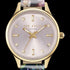 TED BAKER ZOE GOLD PURPLE DIAL FLORAL LEATHER WATCH - DIAL CLOSE-UP