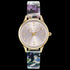 TED BAKER ZOE GOLD PURPLE DIAL FLORAL LEATHER WATCH