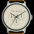 TED BAKER JACK SILVER CREAM DIAL CHRONO MUSTARD LEATHER WATCH - DIAL CLOSE-UP