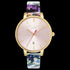 TED BAKER KATE GOLD PINK DIAL FLORAL LEATHER WATCH