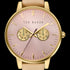 TED BAKER LIZ GOLD PINK DIAL CHRONO CREAM LEATHER WATCH - DIAL CLOSE-UP