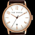 TED BAKER DANIEL ROSE GOLD WHITE DIAL BROWN LEATHER WATCH - DIAL CLOSE-UP