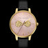 TED BAKER LIZ GOLD PINK DIAL CHRONO BLACK LEATHER WATCH