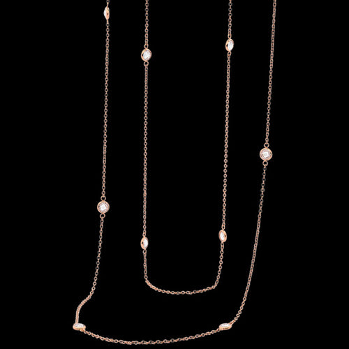 ELLANI STAINLESS STEEL ROSE GOLD BEZEL CZ 92CM CHAIN NECKLACE