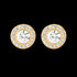 ELLANI STERLING SILVER GOLD HALO PAVED CZ BEZEL EARRINGS