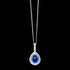 ELLANI STERLING SILVER PEAR SAPPHIRE CZ DOUBLE PAVE NECKLACE
