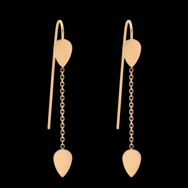 ELLANI STAINLESS STEEL GOLD TEARDROPS CHAIN EARRINGS